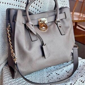 Michael Kors Gray Leather Satchel